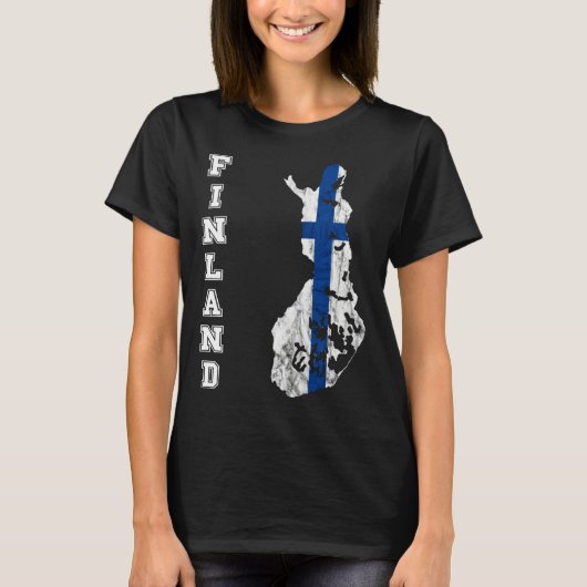 Finland map outline Finland travel Scandinavia Sis Tシャツ (正面)