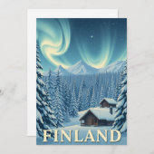 Finland Northern Lights Winter Cabin Flat Card シーズンカード (正面/裏面)