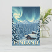 Finland Northern Lights Winter Cabin Flat Card シーズンカード (スタンド正面)