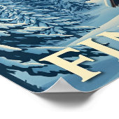 Finland Northern Lights Winter Cabin Poster Print ポスター (角)