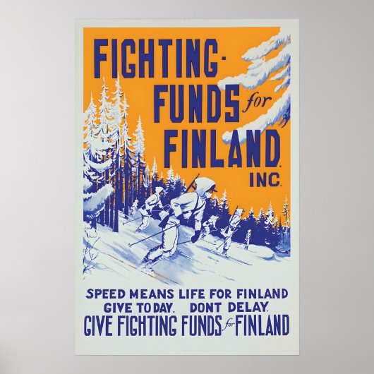 Finland Support Poster WWII American Propaganda ポスター (正面)