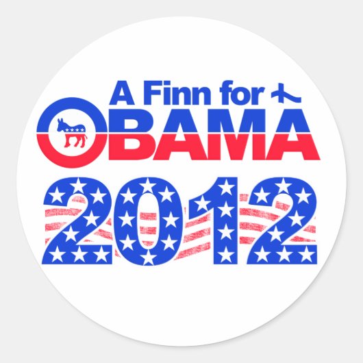 FINN FOR OBAMA 2012ステッカー ラウンドシール (正面)