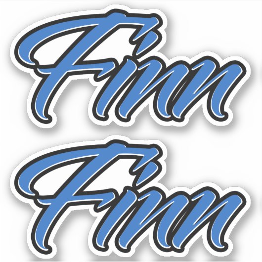 Finn Name blue Aufkleber Sticker Stickerset シール (正面)
