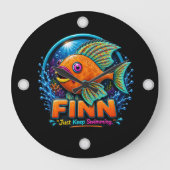 Finn the Dolphin – “Ride the Waves of Wonder” ラージ壁時計 (正面)