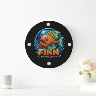 Finn the Dolphin – “Ride the Waves of Wonder” ラージ壁時計