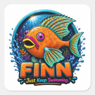 Finn the Fish – 「驚きの波に乗れ」 スクエアシール