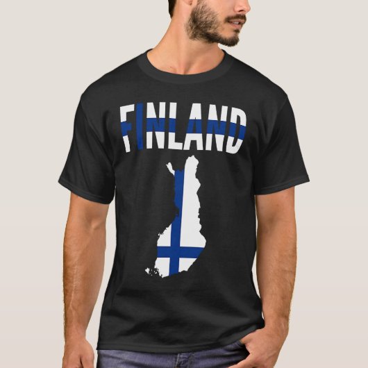 Finnish   Finland Country Map Flag Tシャツ (正面)