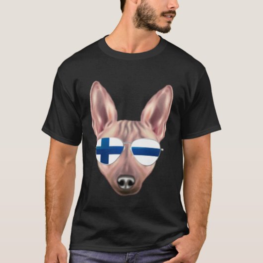 Finnish Flag American Hairless Terrier Dog Finland Tシャツ (正面)