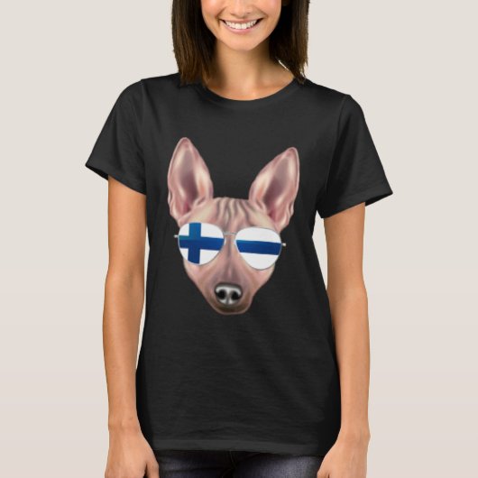 Finnish Flag American Hairless Terrier Dog Finland Tシャツ (正面)