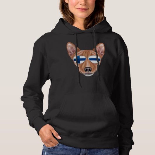 Finnish Flag Basenji Dog Finland Pocket パーカ (正面)
