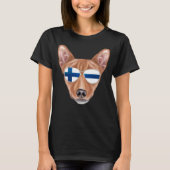 Finnish Flag Basenji Dog Finland Pocket Tシャツ (正面)