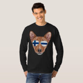 Finnish Flag Basenji Dog Finland Pocket Tシャツ (正面フル)