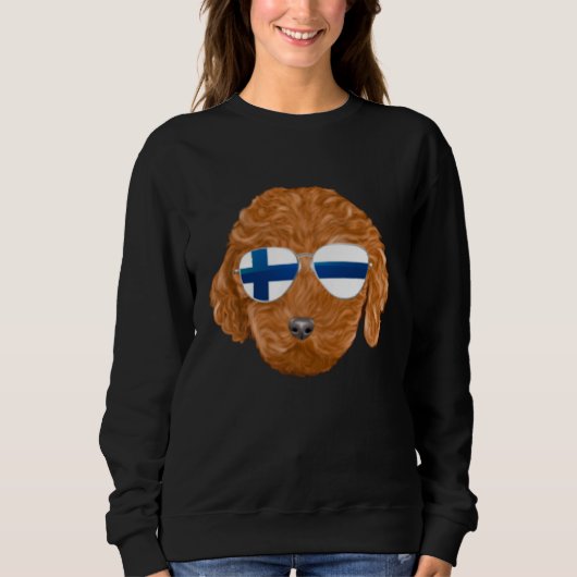 Finnish Flag Brown Poodle Dog Finland Pocket スウェットシャツ (正面)