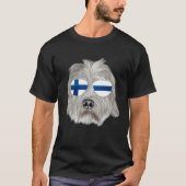 Finnish Flag Dandie Dinmont Terrier Dog Finland Po Tシャツ (正面)