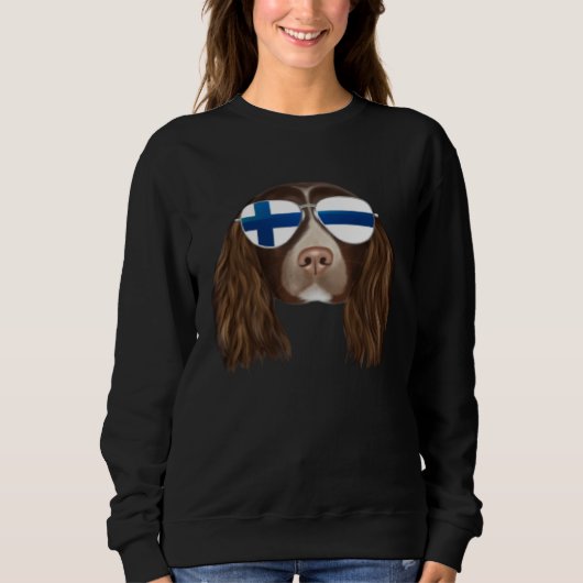 Finnish Flag English Springer Spaniel Dog Finland  スウェットシャツ (正面)
