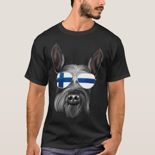 Finnish Flag Giant Schnauzer Dog Finland Pocket Tシャツ (正面)