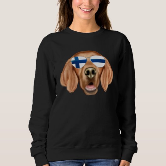Finnish Flag Irish Setter Dog Finland Pocket スウェットシャツ (正面)