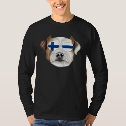 Finnish Flag Parson Russell Terrier Dog Finland Po Tシャツ (正面)