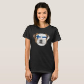 Finnish Flag Parson Russell Terrier Dog Finland Po Tシャツ (正面フル)