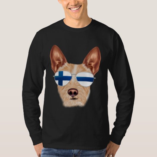Finnish Flag Portuguese Podengo Pequeno Dog Finlan Tシャツ (正面)