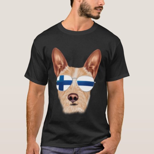 Finnish Flag Portuguese Podengo Pequeno Dog Finlan Tシャツ (正面)