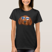 Finnish Flag Redbone Coonhound Dog Finland Pocket Tシャツ (正面)