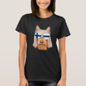 Finnish Flag Silky Terrier Dog Finland Pocket Tシャツ (正面)