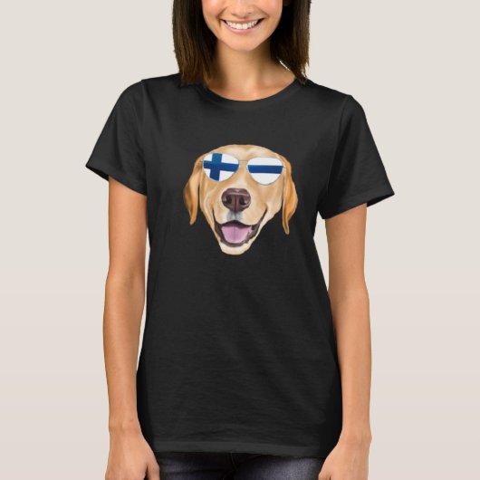 Finnish Flag Yellow Labrador Retriever Dog Finland Tシャツ (正面)