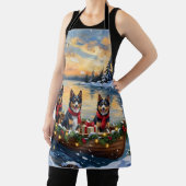 Finnish Lapphund Christmas Boat Holiday エプロン (インサイチュ)