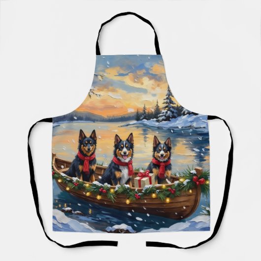 Finnish Lapphund Christmas Boat Holiday エプロン (正面)