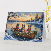Finnish Lapphund Christmas Boat Holiday カード (黄色い花)