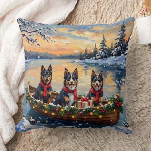 Finnish Lapphund Christmas Boat Holiday クッション (ブランケット)