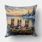 Finnish Lapphund Christmas Boat Holiday クッション (裏面)