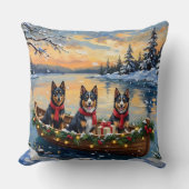 Finnish Lapphund Christmas Boat Holiday クッション (正面)
