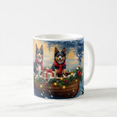 Finnish Lapphund Christmas Boat Holiday コーヒーマグカップ (正面右)