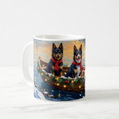 Finnish Lapphund Christmas Boat Holiday コーヒーマグカップ (正面左)