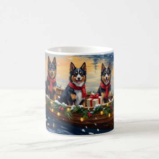 Finnish Lapphund Christmas Boat Holiday コーヒーマグカップ (中央)