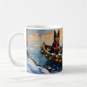 Finnish Lapphund Christmas Boat Holiday コーヒーマグカップ (左)