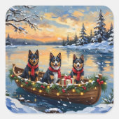 Finnish Lapphund Christmas Boat Holiday スクエアシール (正面)