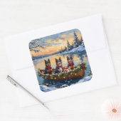 Finnish Lapphund Christmas Boat Holiday スクエアシール (封筒)