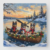 Finnish Lapphund Christmas Boat Holiday スクエア壁時計 (正面)