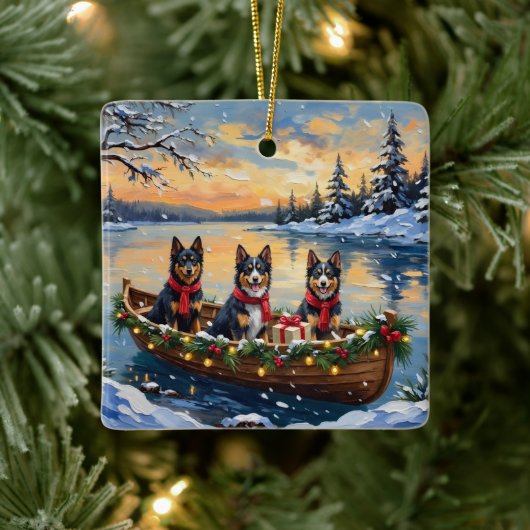 Finnish Lapphund Christmas Boat Holiday セラミックオーナメント (ツリー)
