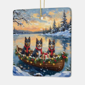 Finnish Lapphund Christmas Boat Holiday セラミックオーナメント (左)