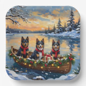 Finnish Lapphund Christmas Boat Holiday ペーパープレート (正面)