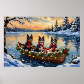 Finnish Lapphund Christmas Boat Holiday ポスター (正面)