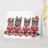 Finnish Lapphund Christmas Dress Santa Hat カード (黄色い花)