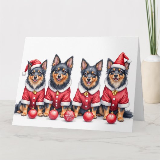 Finnish Lapphund Christmas Dress Santa Hat カード (正面)