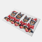 Finnish Lapphund Christmas Dress Santa Hat ドアマット (アングル)