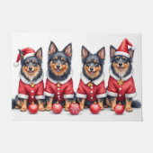 Finnish Lapphund Christmas Dress Santa Hat ドアマット (正面)