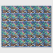 Finnish Lapphund Christmas Northern Lights Arctic ラッピングペーパー (フラット)